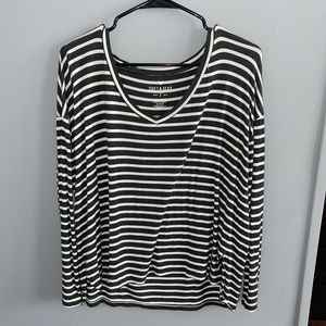 Stripped Long Sleeve V-neck